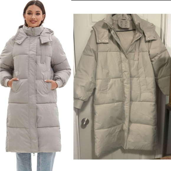 NWT Puffer PUFFIT Long Coat Hood W/snap Neck Collar Fabric Stretch Cuffs Pockets - Picture 1 of 12